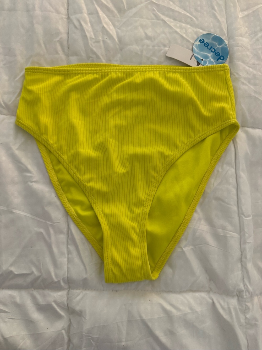 Neon Yellow Ribbed Two-Piece Bikini Set Size Small - Picture 3 of 7